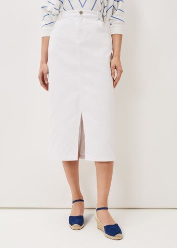 Phase Eight Aubrey Denim Skirts White Canada | FAJVLK-035